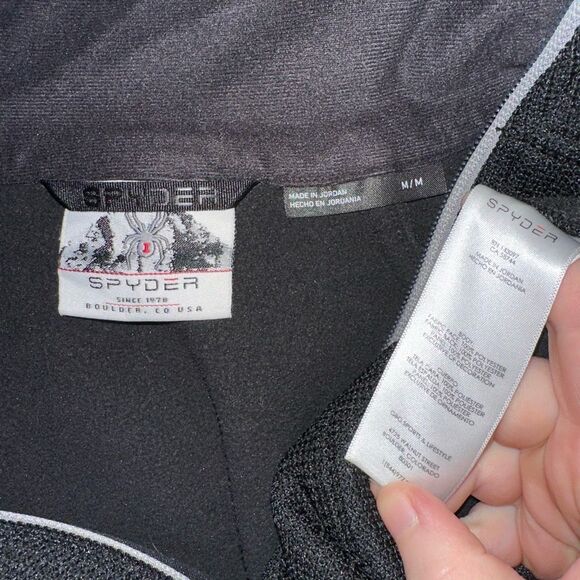 Spyder Outbound Quarter Zip Athletic Thermal Black Jacket Mens Medium EUC - Picture 7 of 12